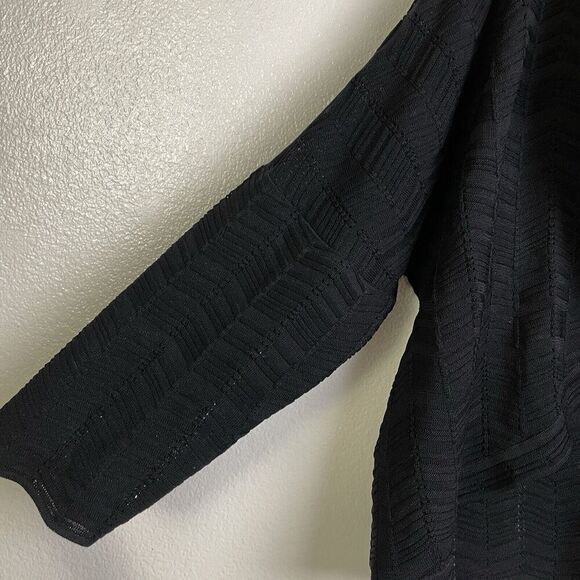 Exclusively Misook Cardigan Sweater 2X Womens Black Open Knit Career Acrylic - Picture 5 of 7